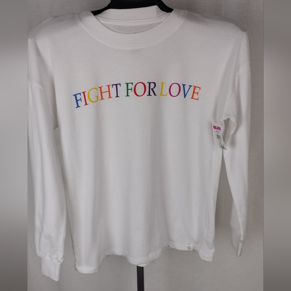 Treasure & Bond Kids Graphic Long Sleeve Shirt "Fight For Love" Medium 8-10 NWT